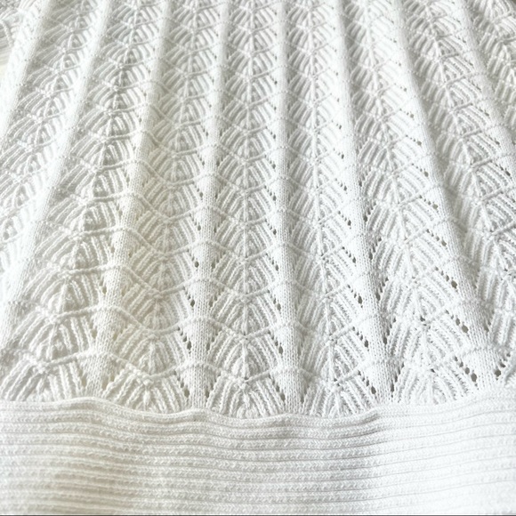 Vintage white open front short sleeve crochet cocoon cardigan sweater S - Picture 6 of 10